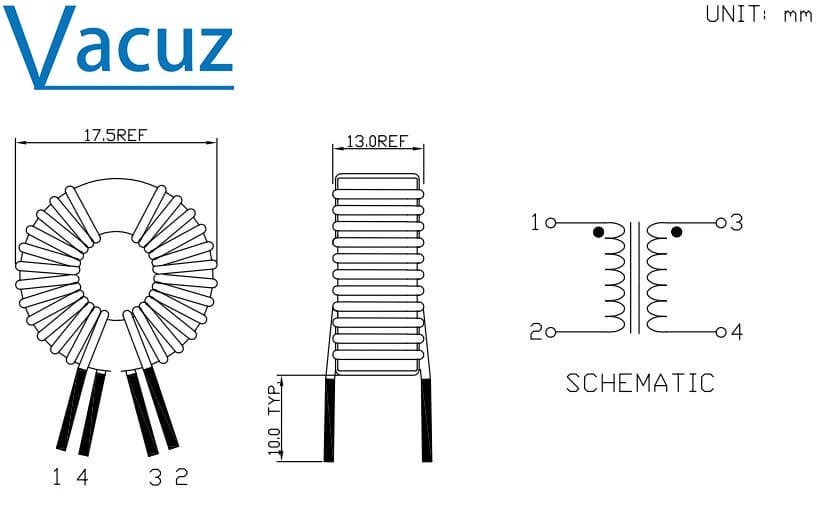 Bobina de cobre do indutor de estrangulamento de modo comum