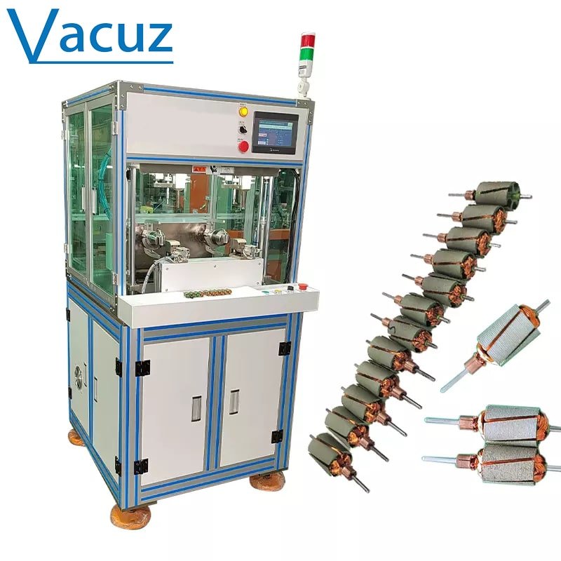 Vacuz Two Stations Armature Rotor Automatic Power Tools Turbine Motor Outer Coil Flying Fork Winding Machine.