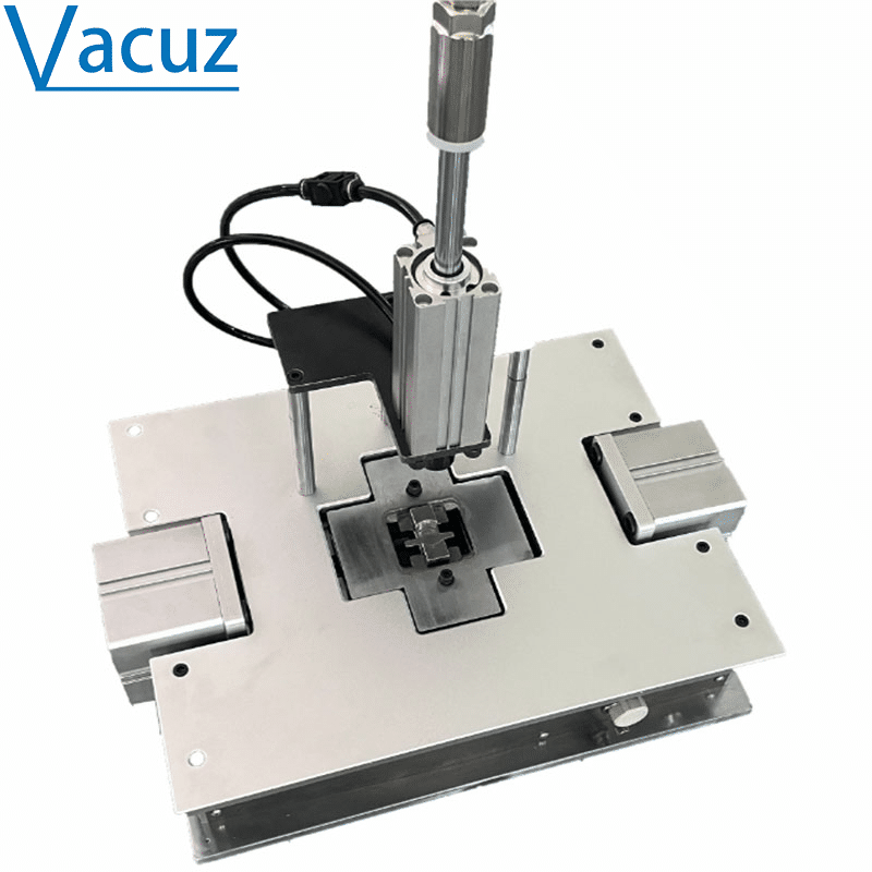 Pneumatic Cylinder Pressing Vacuz Semi Automatic Common Mode Toroidal Coil Inductor Feet Lead Wire Pin Schooling Forming Cutting Machine