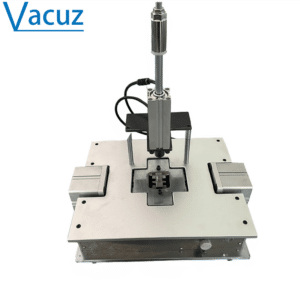Pneumatic Cylinder Pressing Vacuz Semi Automatic Common Mode Toroidal Coil Inductor Feet Lead Wire Pin Schooling Forming Cutting Machine