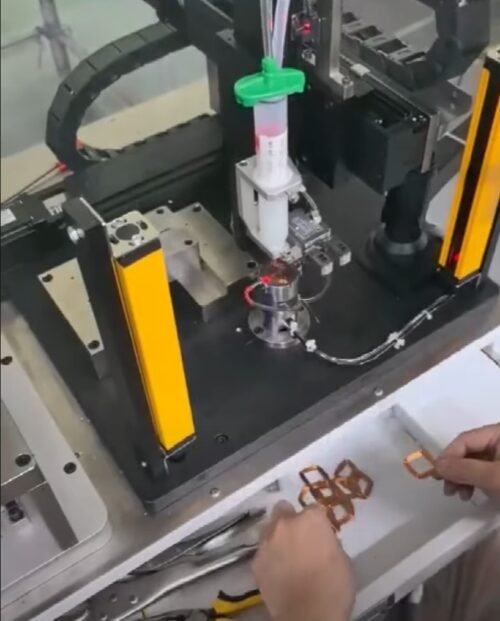 Vacuz Coreless Motor Coil Inductor Automatic Glue Dispensing Patch Pressing Tablet Forming Flatten Machine