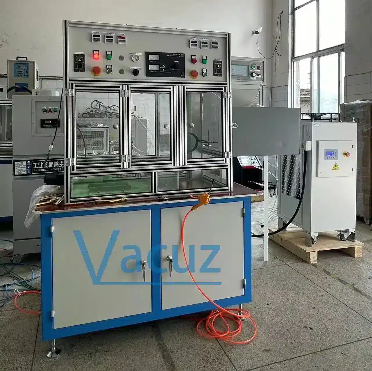 立式实验室型自动静电环氧粉末喷涂机，用于无人机转子定子 BLDC FPV UAV 电机铁芯