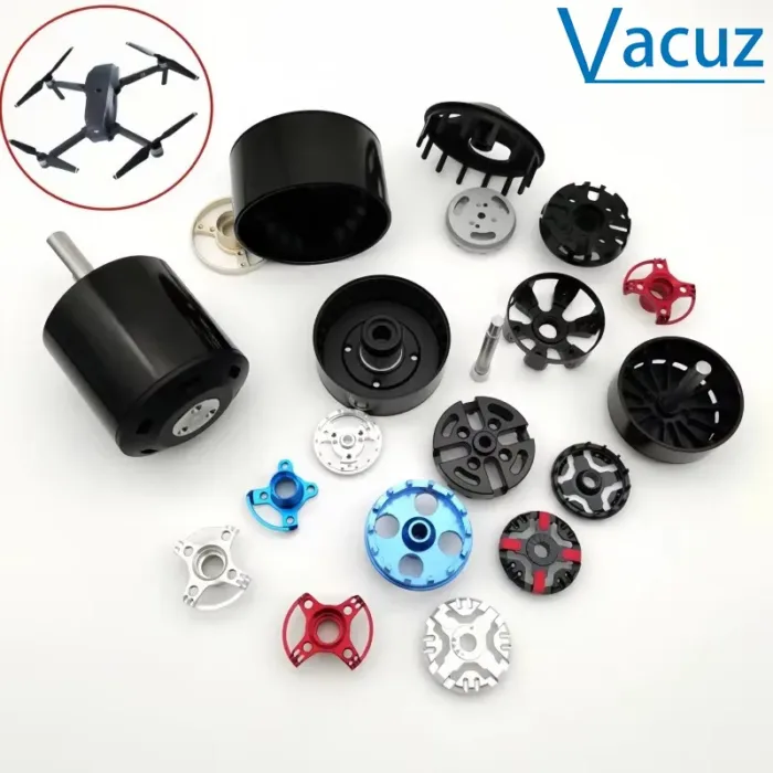 CNC İşleme FPV Drone Yapma Parçaları Metal Parçalar Alüminyum Özel CNC Torna Freze Parçaları İHA Drone Fırçasız Motor Kapağı Mil Kabuğu