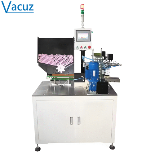 Vacuz High Frequency Cylindrical Battery Cells Paper Sticking Machine 18650 26650 32650 21700 Equipment for Battery Cell Insulating Paper Pasting