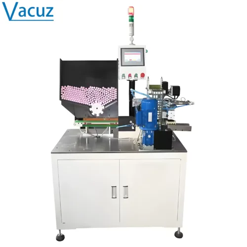 Vacuz Yüksek Frekanslı Silindirik Pil Hücreleri Kağıt Yapıştırma Makinesi 18650 26650 32650 21700 Pil Hücresi Yalıtım Kağıdı Yapıştırma için Ekipman