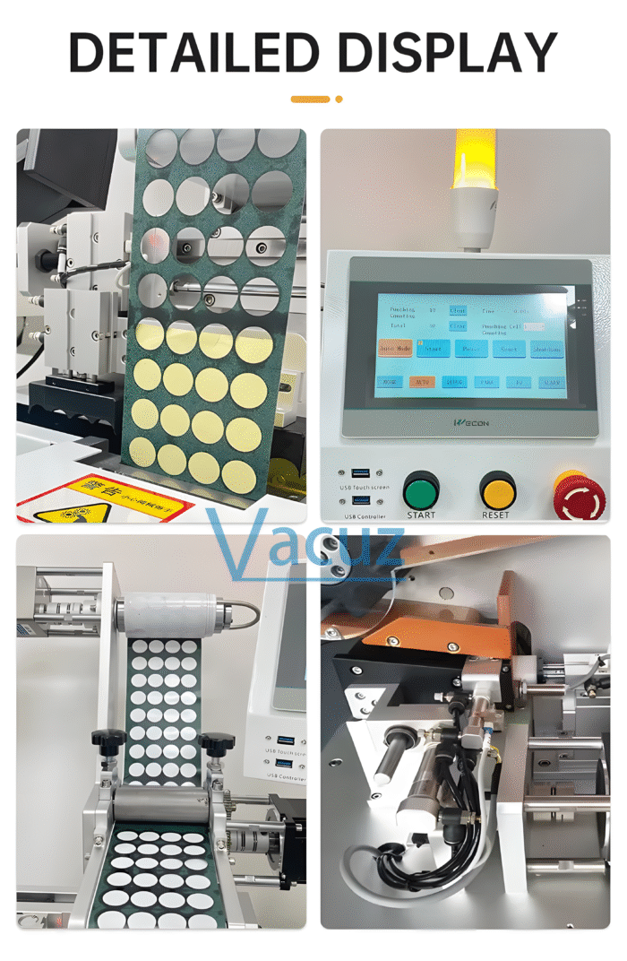Vacuz High Frequency Cylindrical Battery Cells Paper Sticking Machine 18650 26650 32650 21700 Equipment for Battery Cell Insulating Paper Pasting