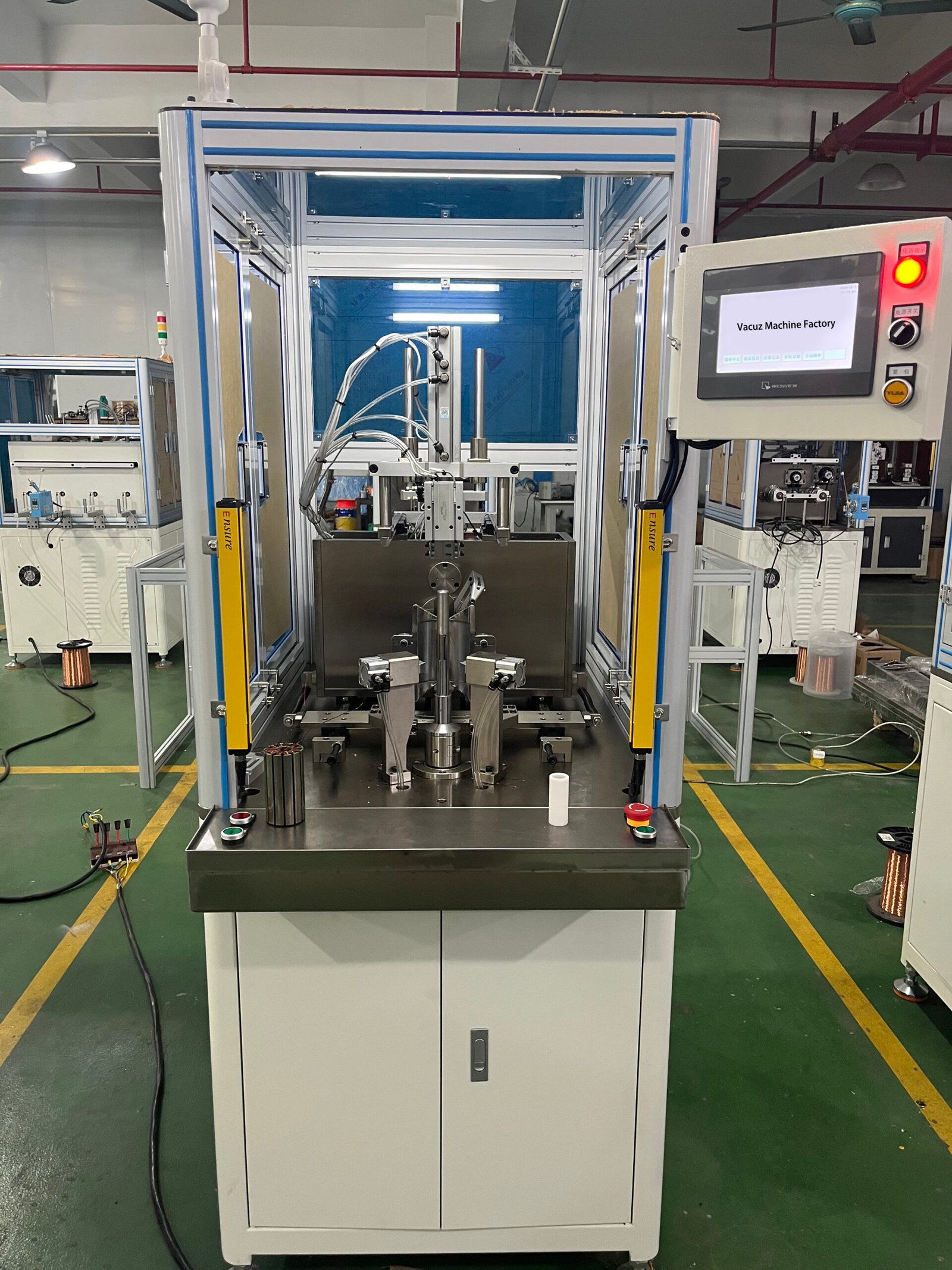 Vacuz Max OD 150mm Single Stations Automatic BLDC Roller Motor Outer Stator Coil Flying Fork Winding Machine