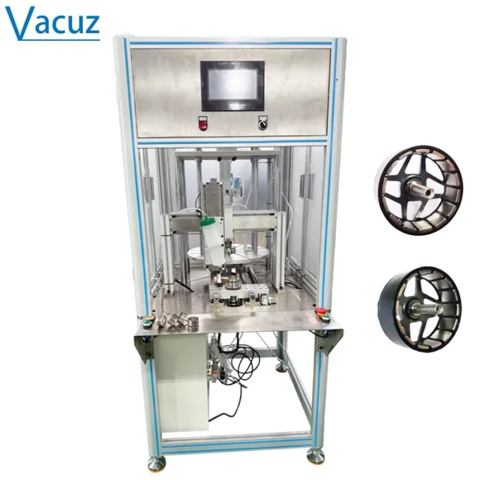 Vacuz R&D Sliding Table Type 3115 3520 FPV Drone BLDC Motor Rotor Parts Automatic Ring Cover Glue Dispenser N52H NdFeB Magnets Insertion Assembly Machine