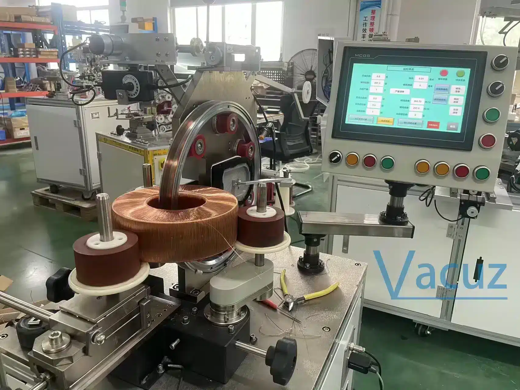 Tipo PLC verticale OD max 300 mm Vacuz Semi automatico grande induttore toroidale Core corrente trasformatore testa ingranaggi avvolgimento macchina