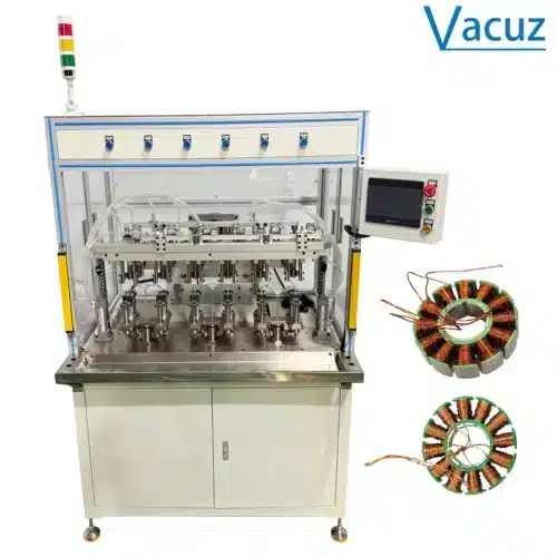 rotary table vacuz 6 stations automatic fpv uav drone bldc motor external stator core flying fork winding machine equipment manufacturer