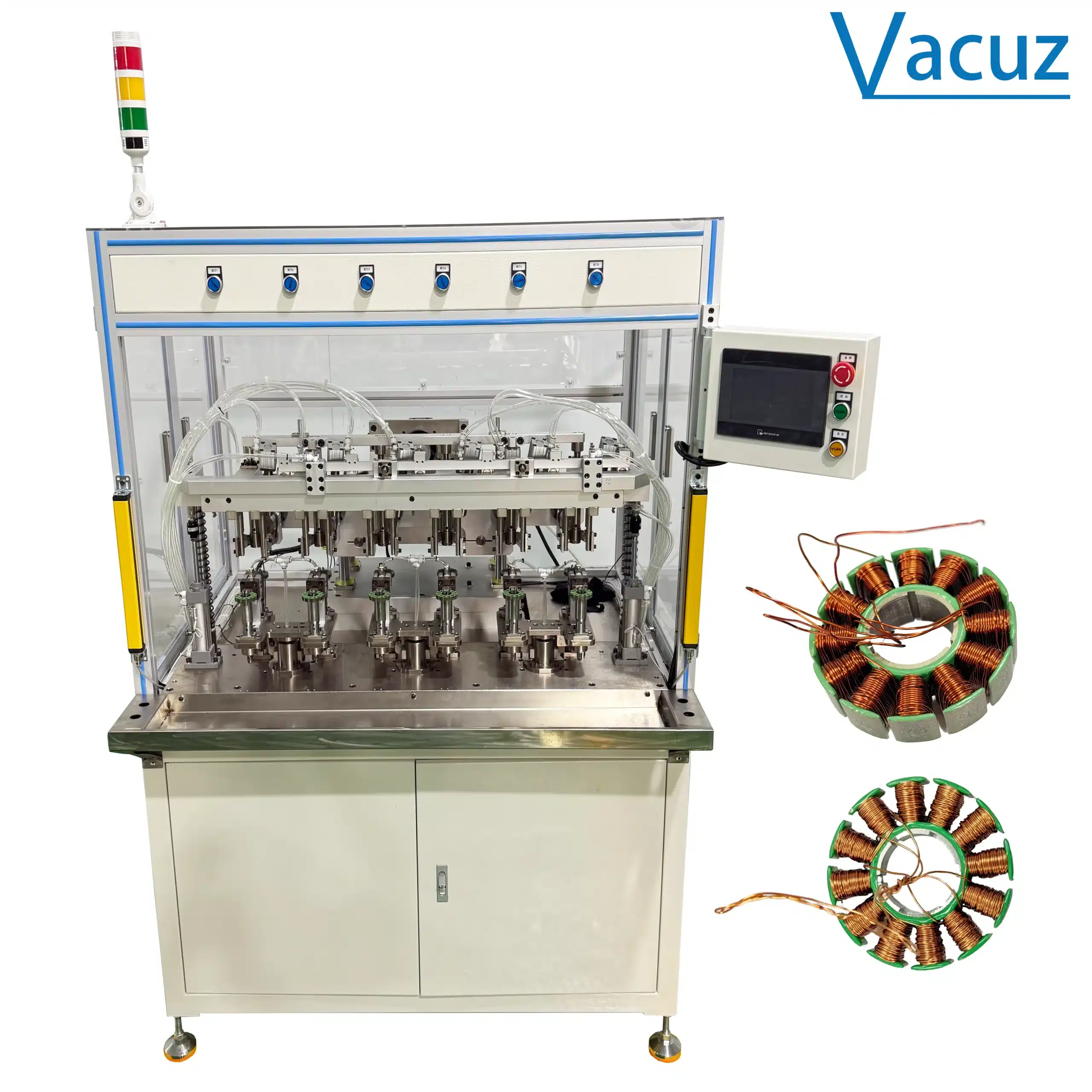 rotary table vacuz 6 stations automatic fpv uav drone bldc motor external stator core flying fork winding machine equipment manufacturer