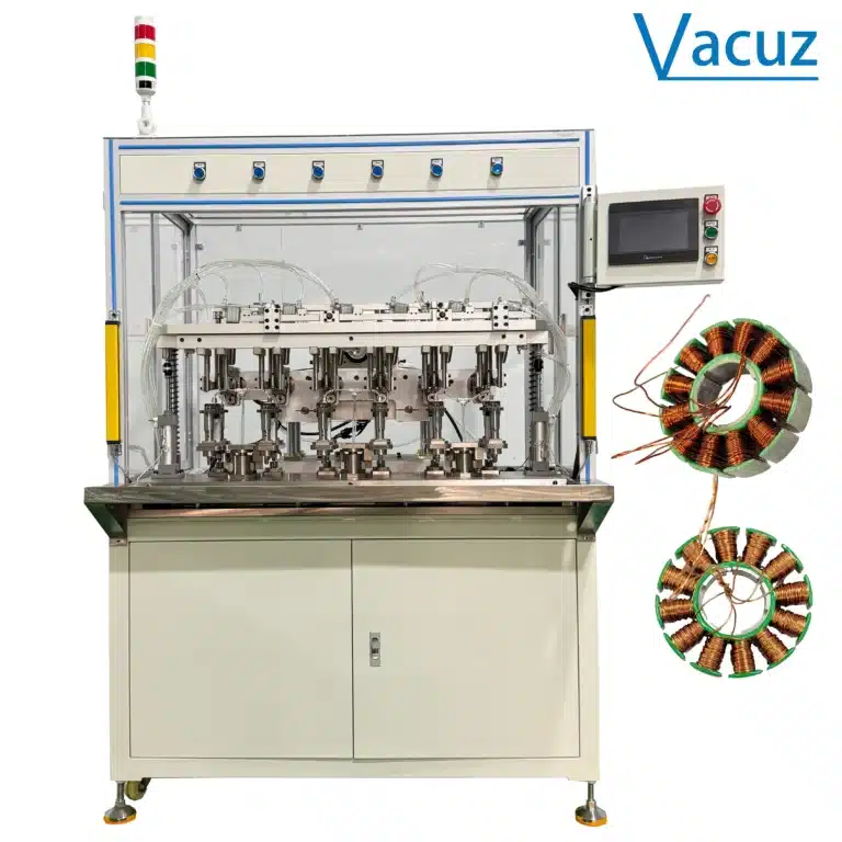 rotary table vacuz 6 stations automatic fpv uav drone bldc motor external stator core flying fork winding machine equipment manufacturer
