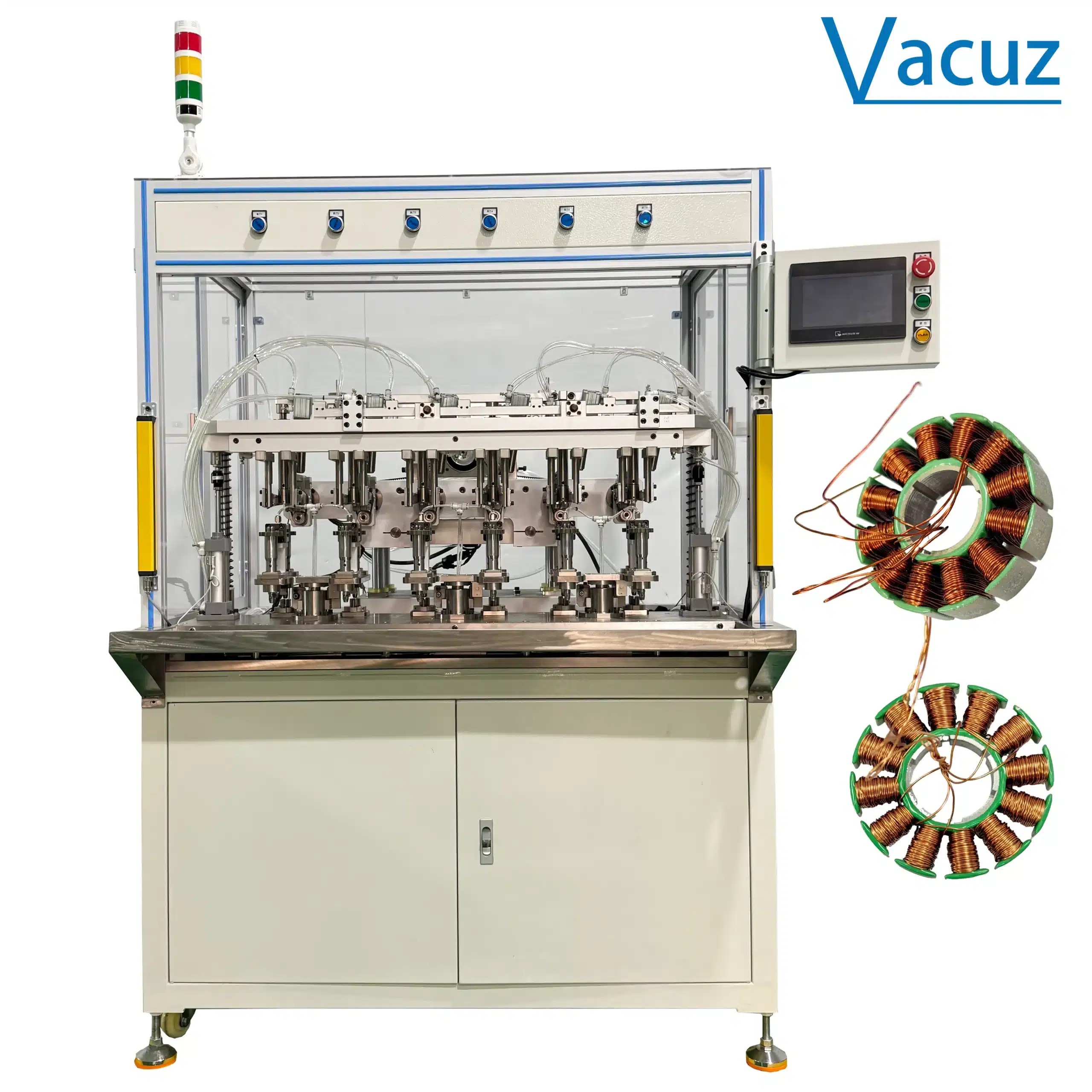rotary table vacuz 6 stations automatic fpv uav drone bldc motor external stator core flying fork winding machine equipment manufacturer
