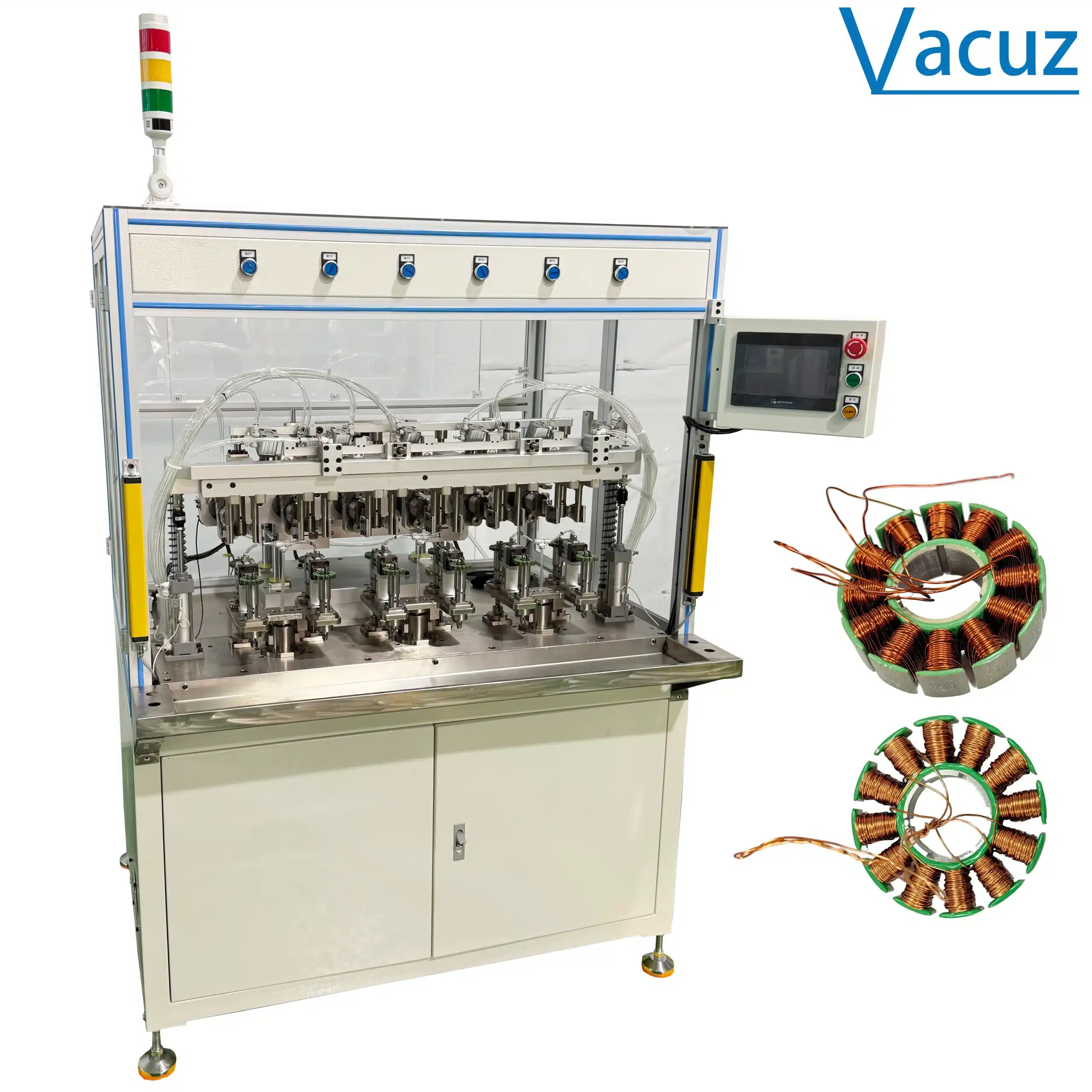 rotary table vacuz 6 stations automatic fpv uav drone bldc motor external stator core flying fork winding machine equipment manufacturer