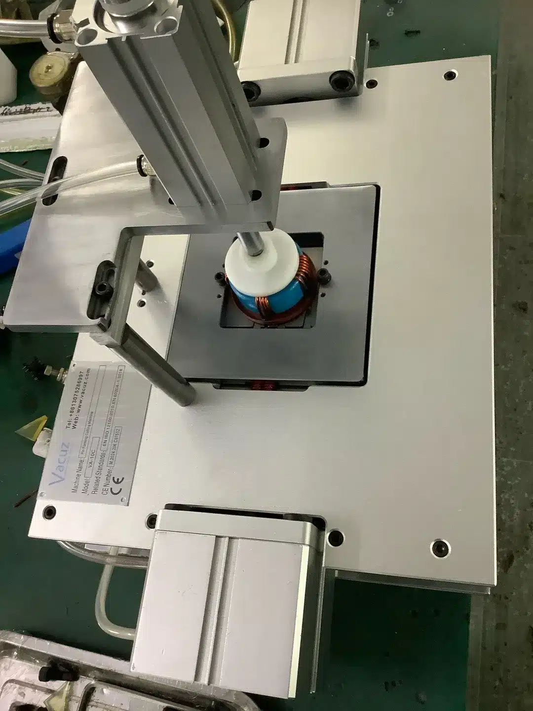 vacuz 7 inches semi automatic toroidal inductor core winding machine + lead wire cutting forming machine shipment 3